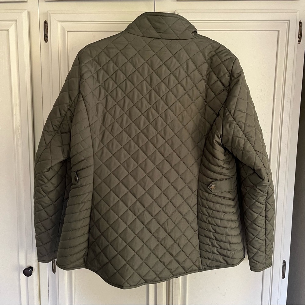 Tommy Hilfiger Women's Quilted Mock Neck Collar Zip Jacket in Thyme Green XL - Picture 5 of 8